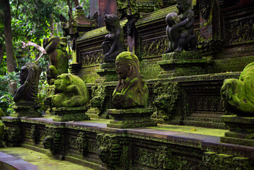 Spiritual place and temple on Bali, Indonesia. Traditional stone statues