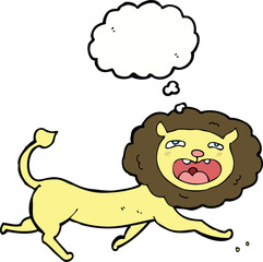 cartoon lion with thought bubble