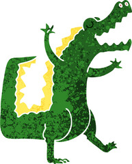 quirky retro illustration style cartoon crocodile