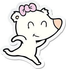 sticker of a female polar bear running