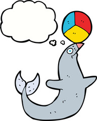 cartoon performing seal with thought bubble