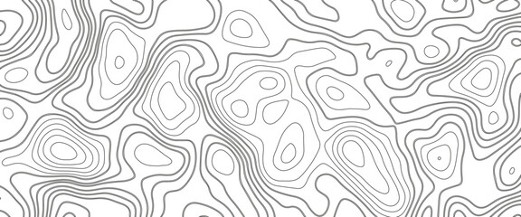Background of the topographic map. Elevation contouring outline cartography texture.  Geographic abstract grid. Futuristic wireframe landscape background. black and white seamless pattern. 
