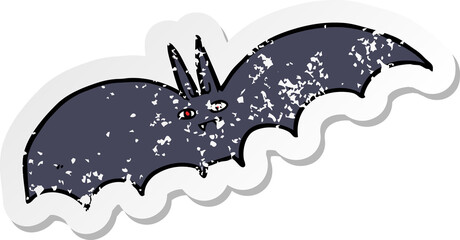 retro distressed sticker of a cartoon vampire bat
