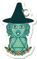 half orc witch with natural twenty dice roll sticker