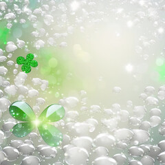 3D abstract background dedicated to St. Patrick's Day with clover leaves