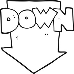 black and white cartoon down arrow symbol