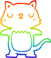 rainbow gradient line drawing cartoon cat