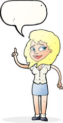 cartoon pretty woman with idea with speech bubble