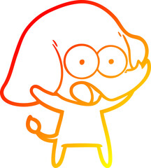 warm gradient line drawing cute cartoon elephant