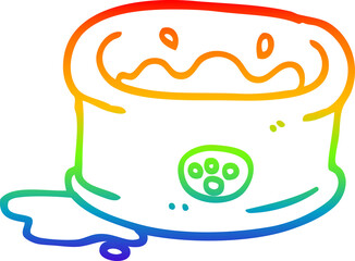 rainbow gradient line drawing cartoon pet bowl