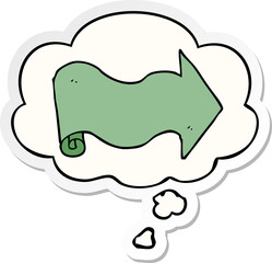 cartoon arrow and thought bubble as a printed sticker