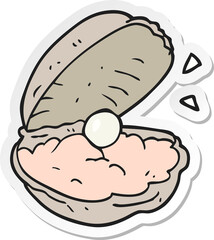 sticker of a cartoon oyster with pearl