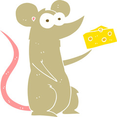 flat color illustration of a cartoon mouse with cheese