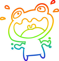 rainbow gradient line drawing cute frog frightened