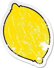 distressed sticker cartoon of a lemon