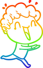 rainbow gradient line drawing cartoon happy man