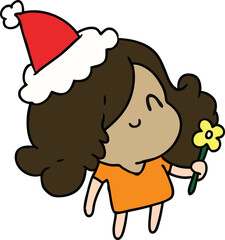 christmas cartoon of kawaii girl