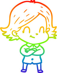 rainbow gradient line drawing cartoon friendly girl