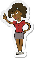 sticker of a cartoon woman with idea