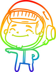 rainbow gradient line drawing happy cartoon astronaut