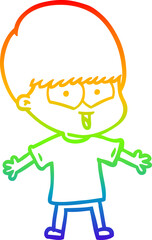 rainbow gradient line drawing cartoon happy boy