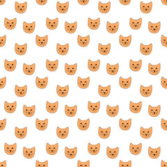 Cute seamless pattern with fox muzzle. Color doodle  vector illustration.