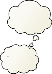 cartoon cloud and thought bubble in smooth gradient style
