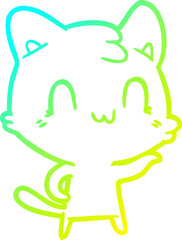 cold gradient line drawing cartoon happy cat