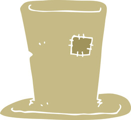 flat color illustration of a cartoon tramp top hat