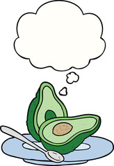 cartoon avocado and thought bubble