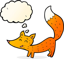 cartoon little fox with thought bubble