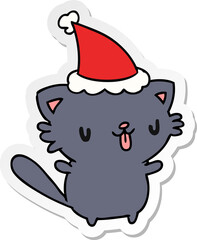 christmas sticker cartoon of kawaii cat