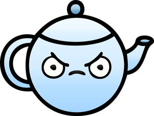 gradient shaded cartoon angry tea pot