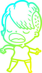 cold gradient line drawing cartoon cool hipster girl talking