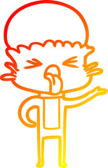 warm gradient line drawing disgusted cartoon alien