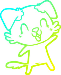 cold gradient line drawing laughing cartoon dog