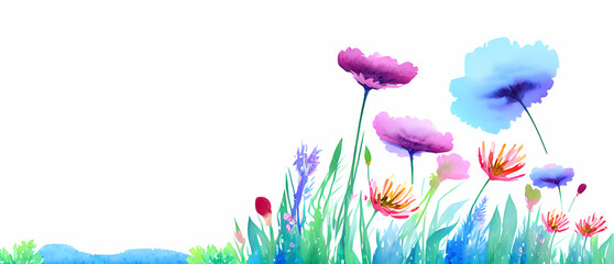 spring flowers background, generative ai, watercolor style