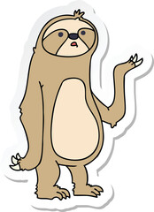 sticker of a quirky hand drawn cartoon sloth