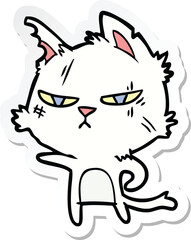 sticker of a tough cartoon cat pointing