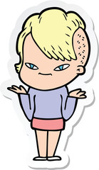 sticker of a cute cartoon girl with hipster haircut