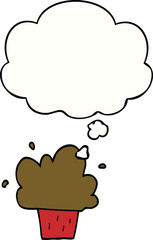 cartoon cupcake and thought bubble