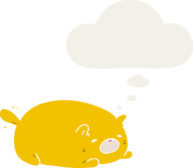 cartoon cat and thought bubble in retro style