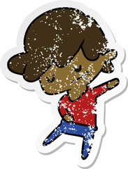 distressed sticker cartoon of a kawaii cute boy