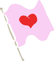 flat color illustration of a cartoon love heart flag