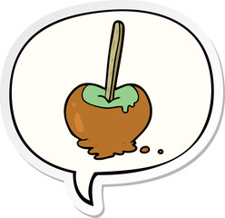 cartoon toffee apple and speech bubble sticker