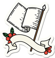 tattoo sticker with banner of a white flag