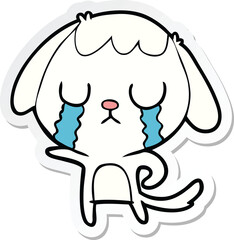 sticker of a cute cartoon dog crying