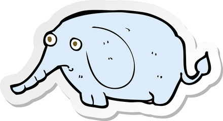 sticker of a cartoon sad little elephant