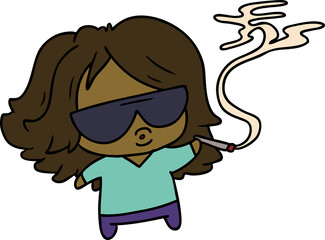 cartoon cute kawaii smoking a joint