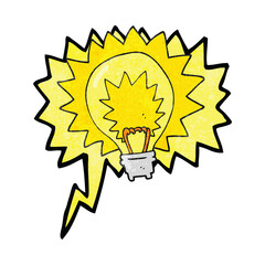 speech bubble textured cartoon light bulb shining
